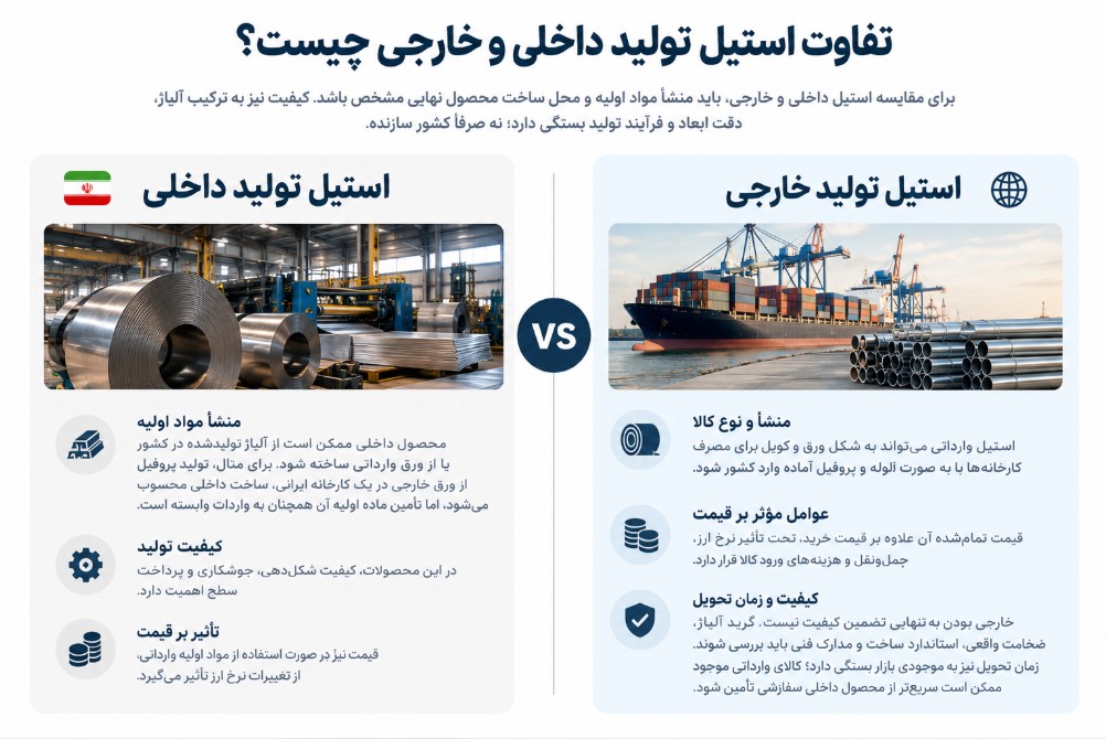 تفاوت استیل تولید داخلی و خارجی